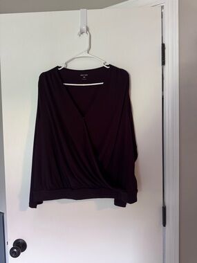 Kohl's Black Draped Surplice Long-Sleeve Blouse